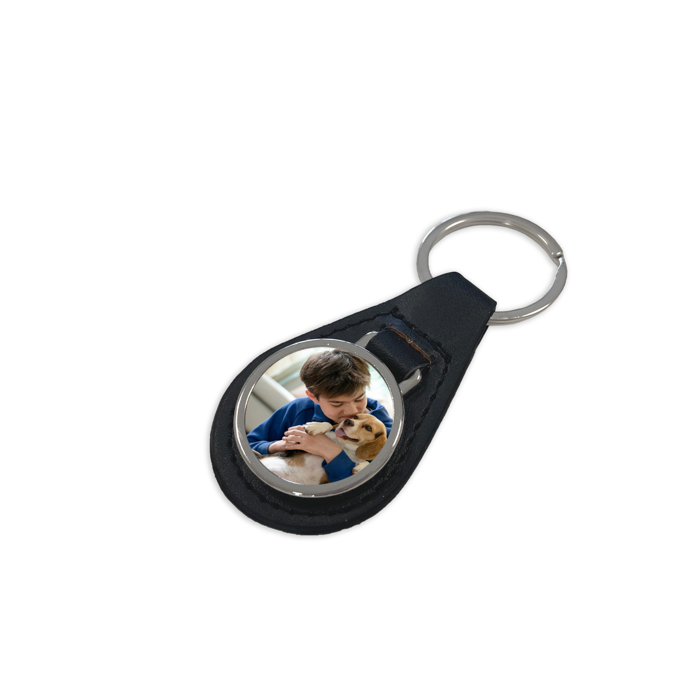 Leather Keyring with Photo - Round